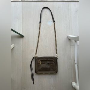 REBECCA MINKOFF - Olive Green Suede Crossbody Bag